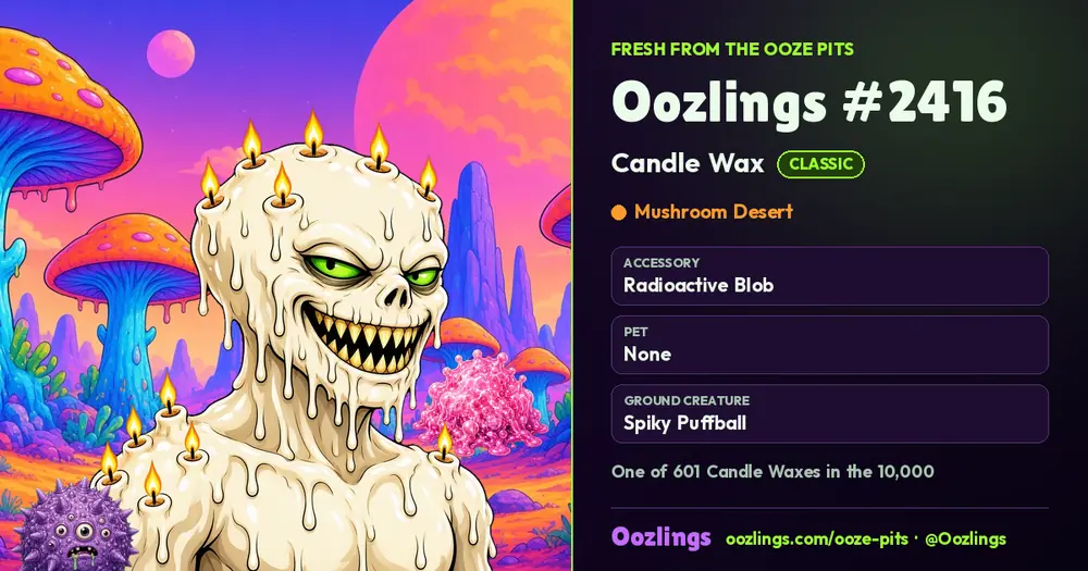 Oozlings #2416, a Classic Candle Wax in Mushroom Desert
