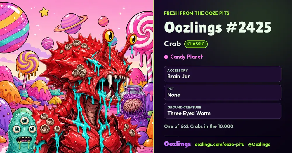 Oozlings #2425, a Classic Crab in Candy Planet
