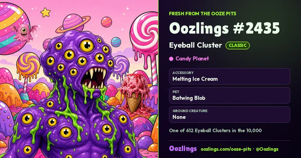 Oozlings #2435, a Classic Eyeball Cluster in Candy Planet