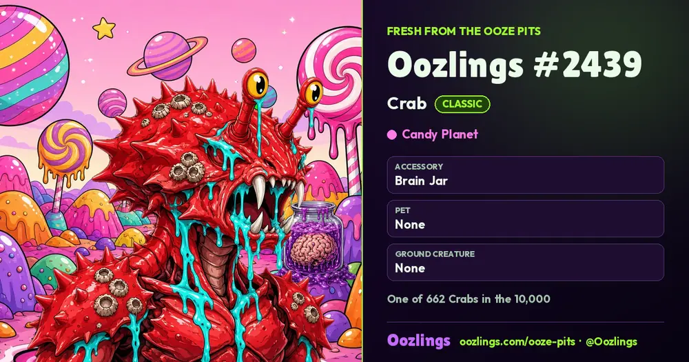 Oozlings #2439, a Classic Crab in Candy Planet