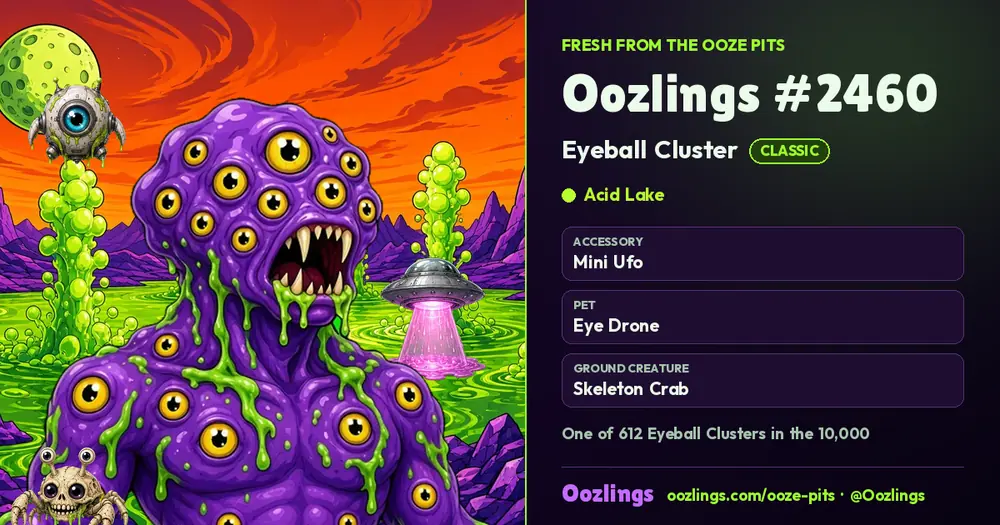 Oozlings #2460, a Classic Eyeball Cluster in Acid Lake
