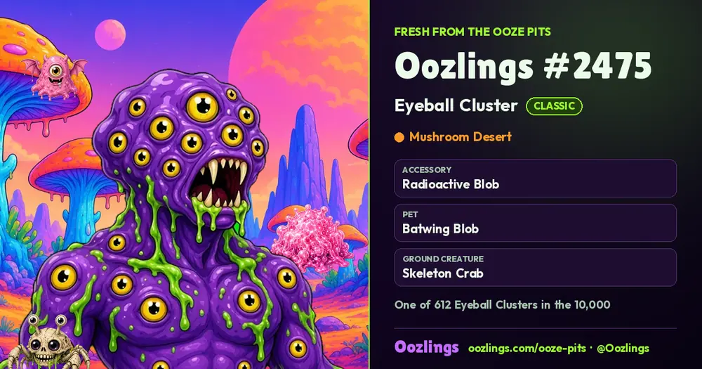 Oozlings #2475, a Classic Eyeball Cluster in Mushroom Desert