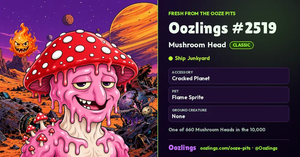 Oozlings #2519, a Classic Mushroom Head in Ship Junkyard