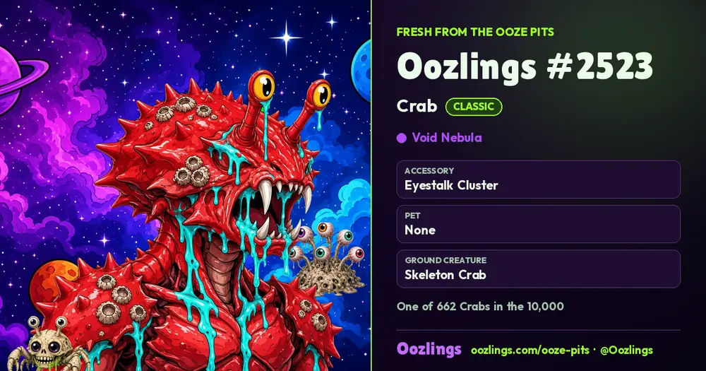 Oozlings #2523, a Classic Crab in Void Nebula