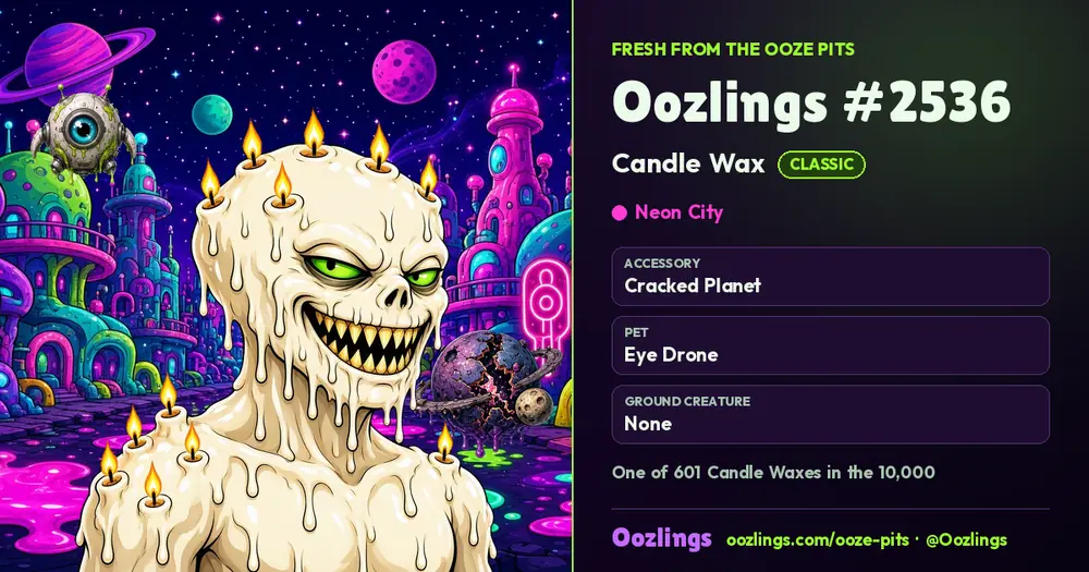 Oozlings #2536, a Classic Candle Wax in Neon City