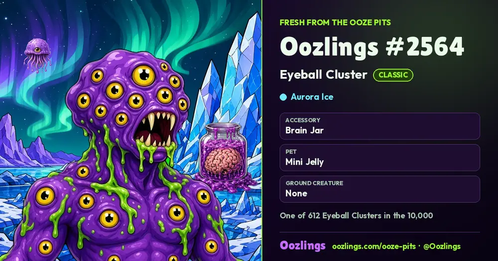 Oozlings #2564, a Classic Eyeball Cluster in Aurora Ice