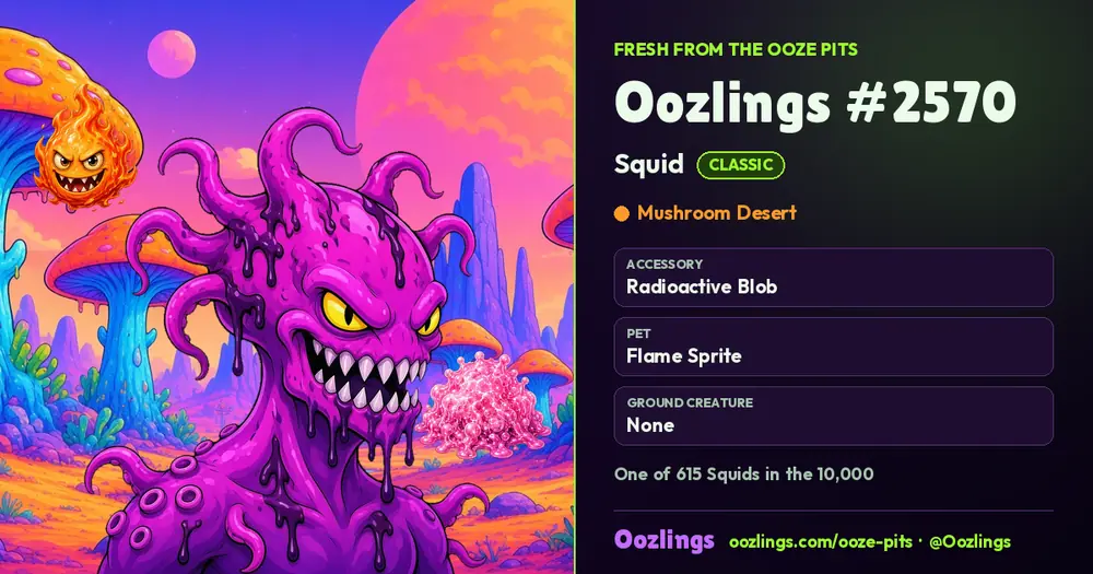 Oozlings #2570, a Classic Squid in Mushroom Desert