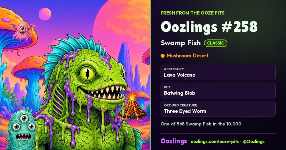 Oozlings #258, a Classic Swamp Fish in Mushroom Desert