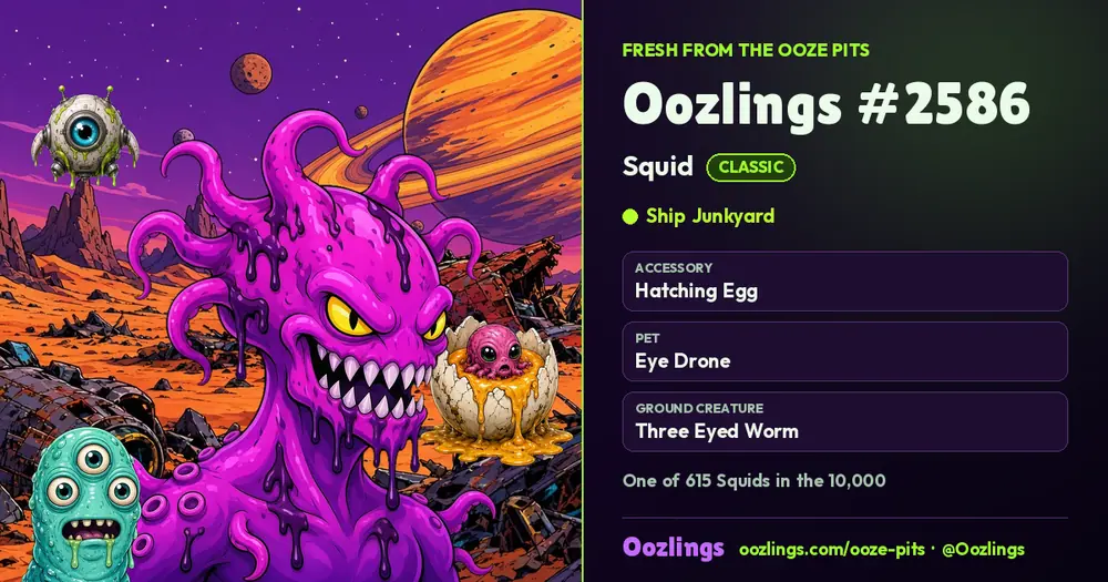 Oozlings #2586, a Classic Squid in Ship Junkyard