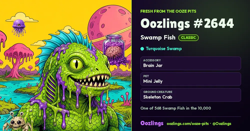 Oozlings #2644, a Classic Swamp Fish in Turquoise Swamp