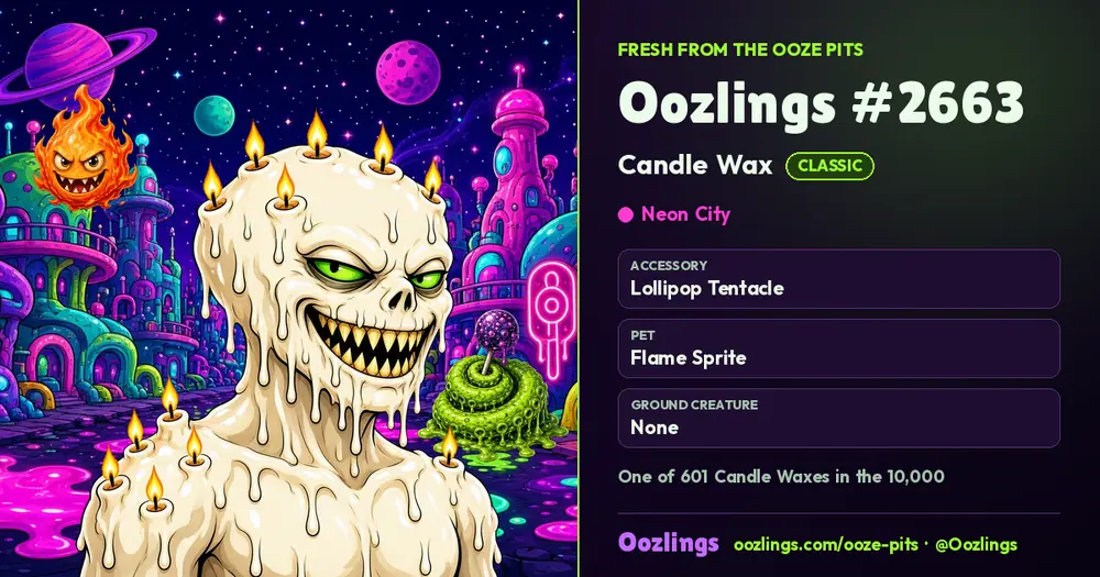 Oozlings #2663, a Classic Candle Wax in Neon City