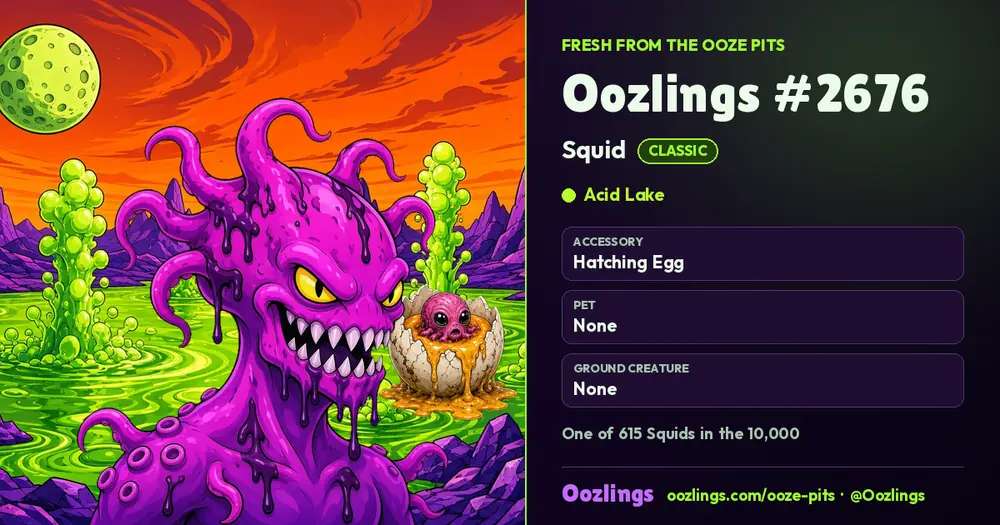 Oozlings #2676, a Classic Squid in Acid Lake
