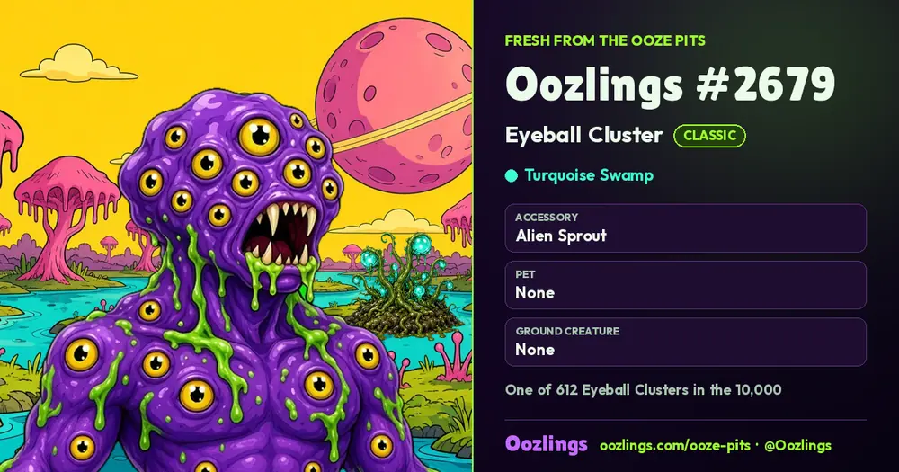 Oozlings #2679, a Classic Eyeball Cluster in Turquoise Swamp