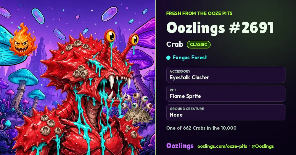 Oozlings #2691, a Classic Crab in Fungus Forest