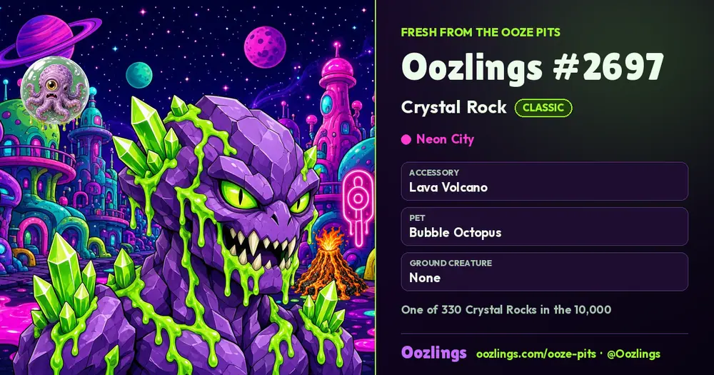 Oozlings #2697, a Classic Crystal Rock in Neon City