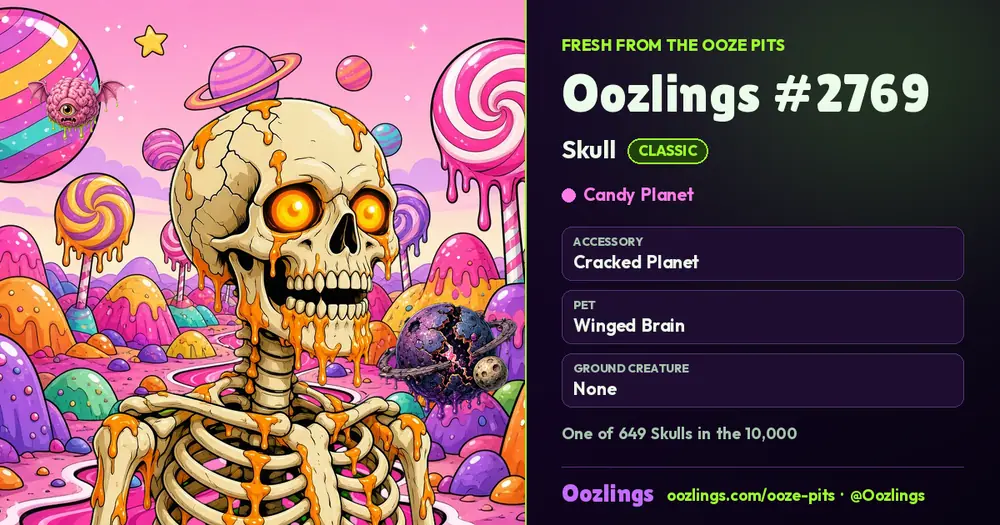 Oozlings #2769, a Classic Skull in Candy Planet