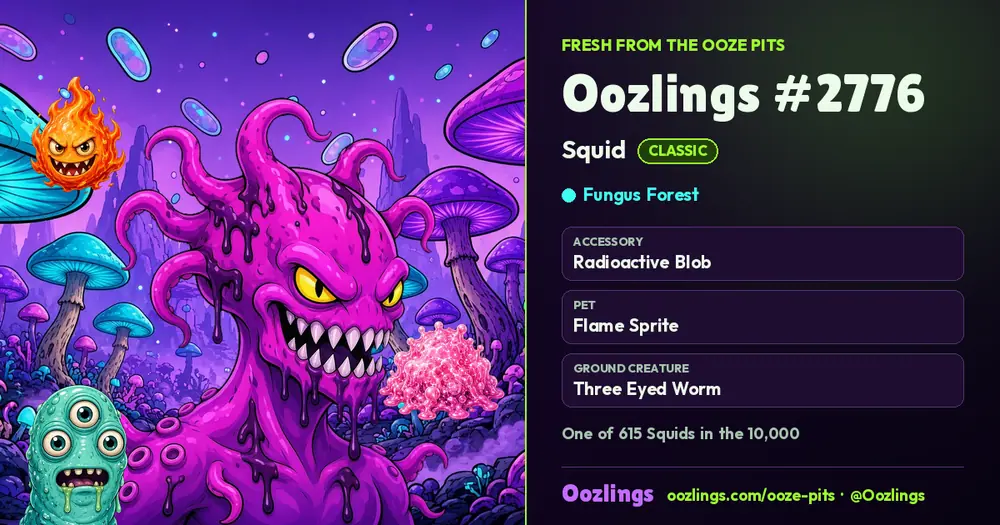 Oozlings #2776, a Classic Squid in Fungus Forest