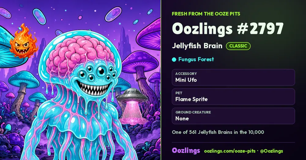 Oozlings #2797, a Classic Jellyfish Brain in Fungus Forest