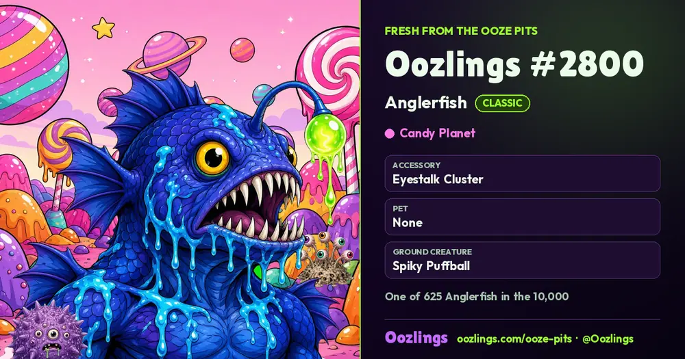 Oozlings #2800, a Classic Anglerfish in Candy Planet