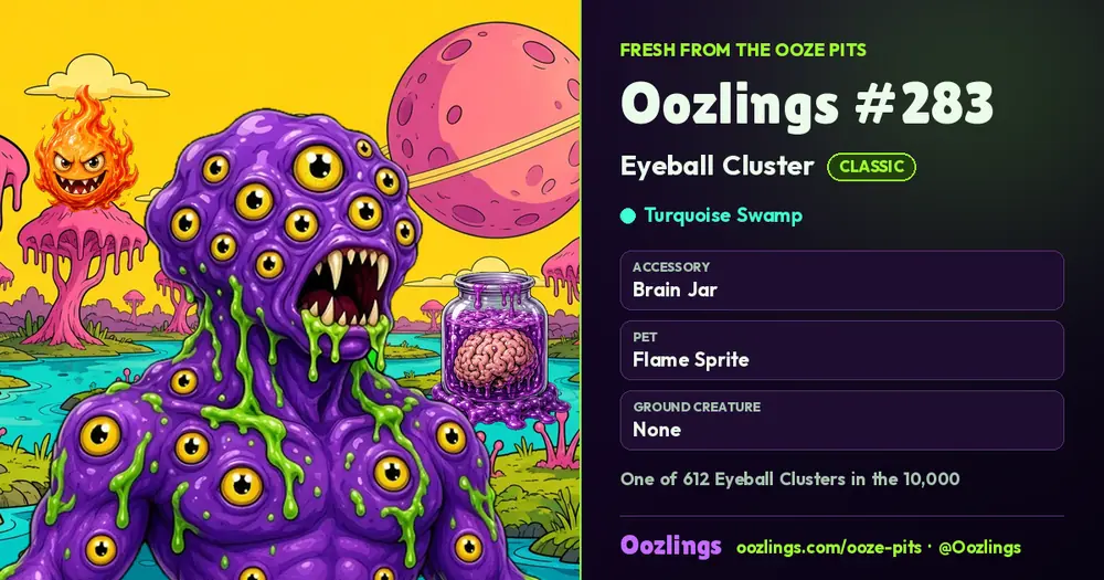 Oozlings #283, a Classic Eyeball Cluster in Turquoise Swamp