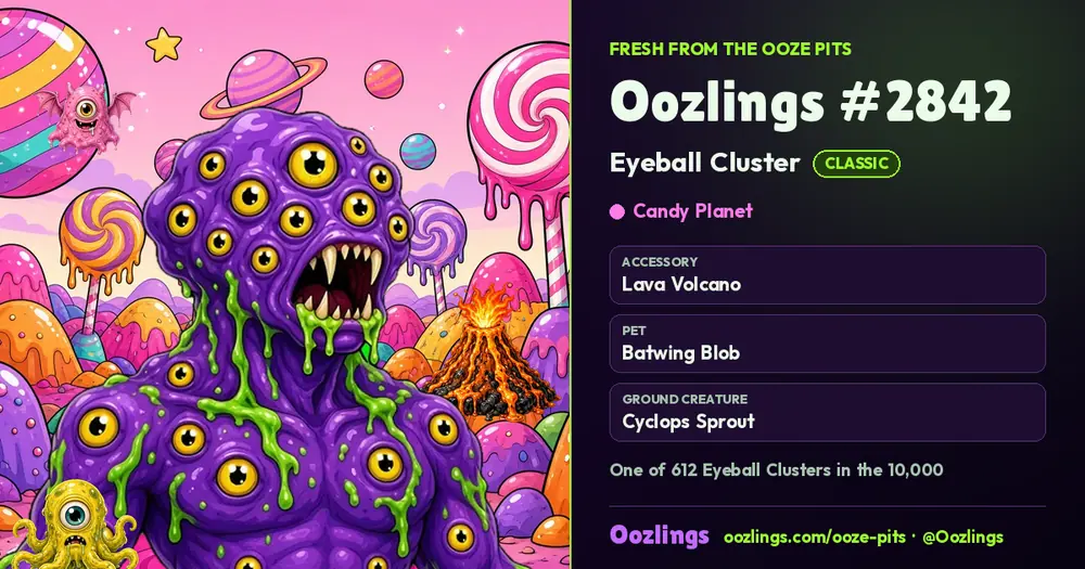 Oozlings #2842, a Classic Eyeball Cluster in Candy Planet