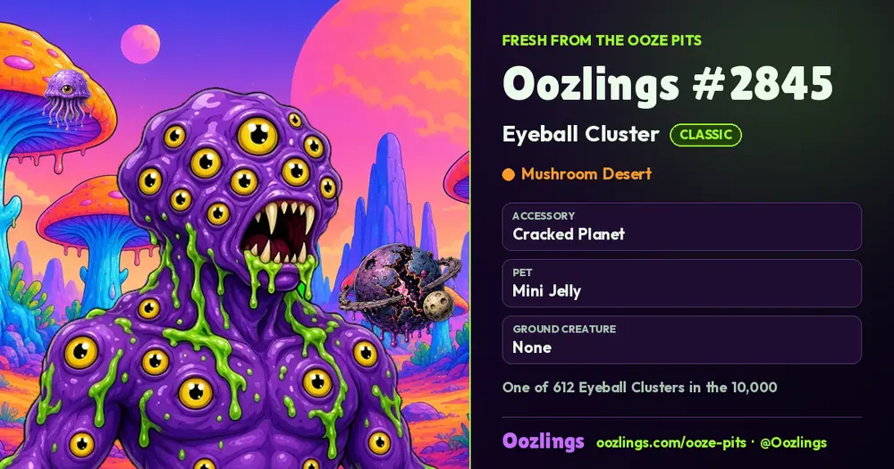 Oozlings #2845, a Classic Eyeball Cluster in Mushroom Desert
