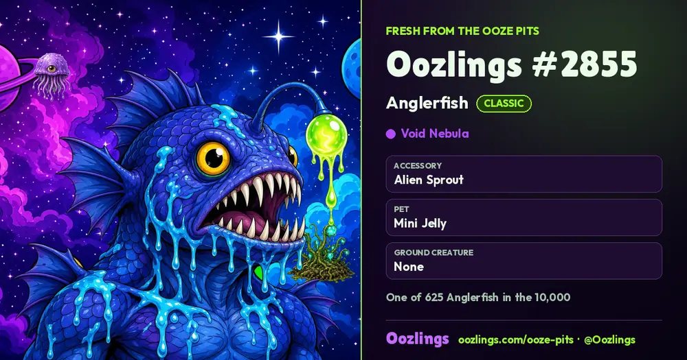 Oozlings #2855, a Classic Anglerfish in Void Nebula