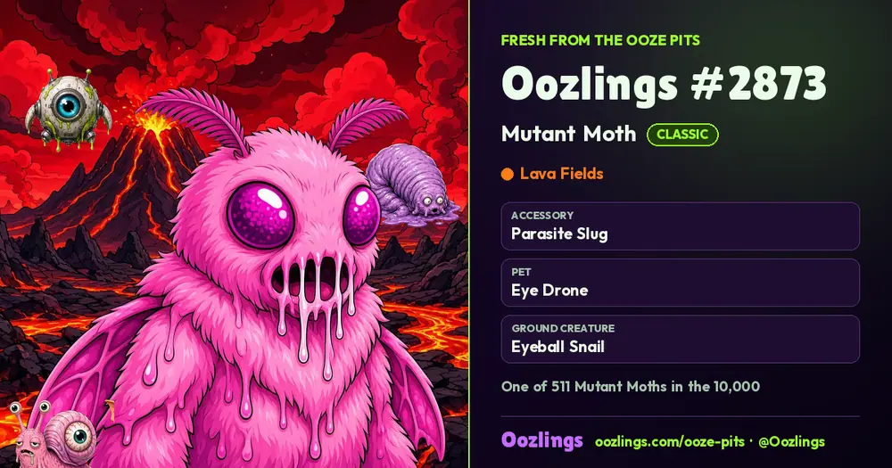 Oozlings #2873, a Classic Mutant Moth in Lava Fields
