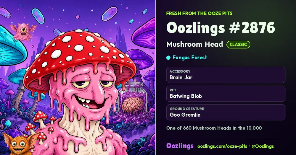 Oozlings #2876, a Classic Mushroom Head in Fungus Forest