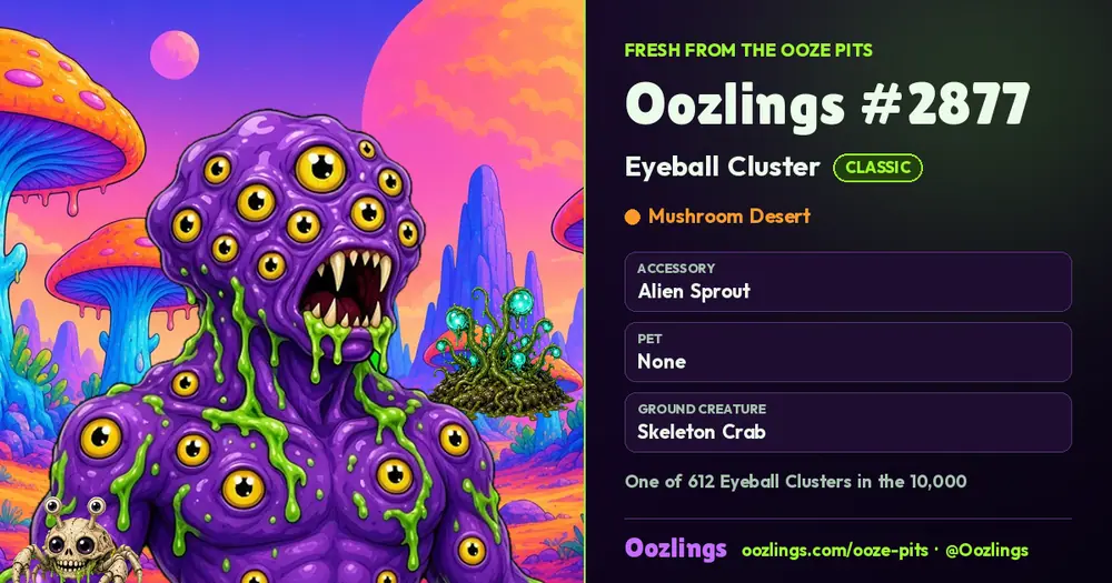 Oozlings #2877, a Classic Eyeball Cluster in Mushroom Desert