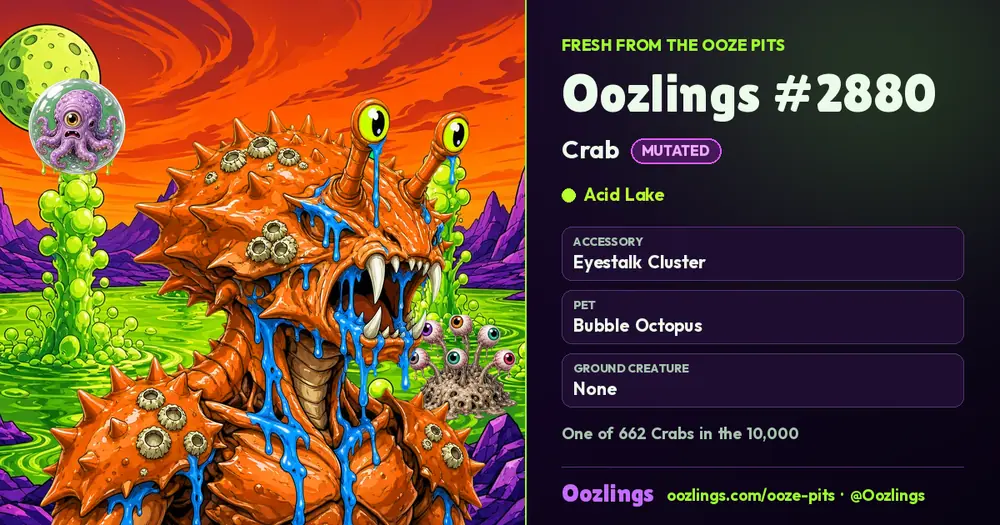 Oozlings #2880, a Mutated Crab in Acid Lake