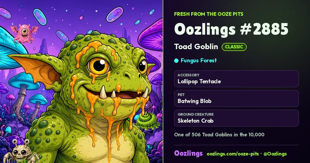 Oozlings #2885, a Classic Toad Goblin in Fungus Forest