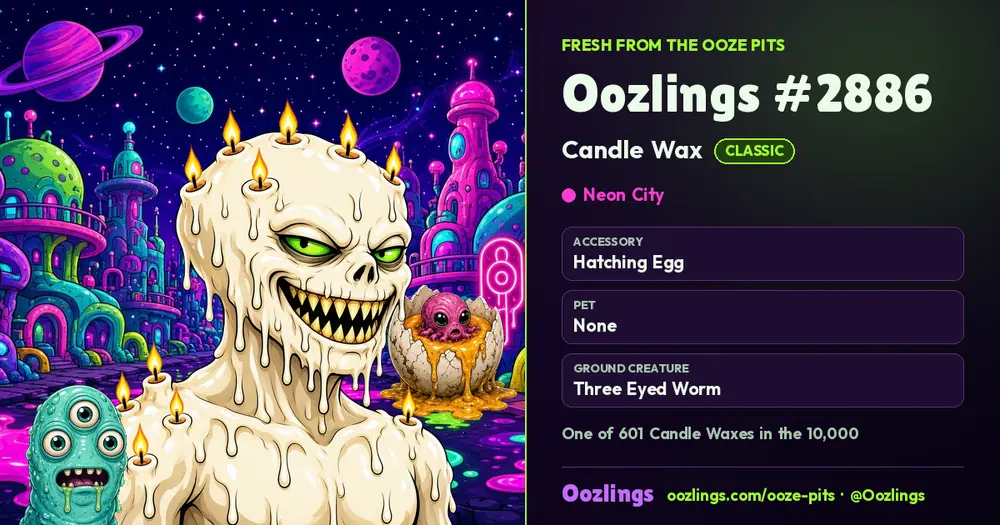 Oozlings #2886, a Classic Candle Wax in Neon City