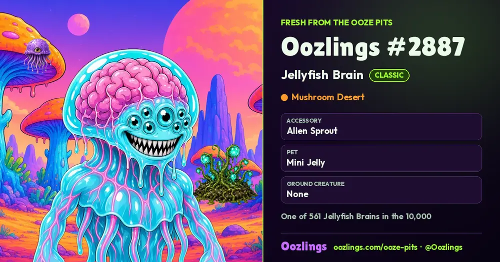 Oozlings #2887, a Classic Jellyfish Brain in Mushroom Desert