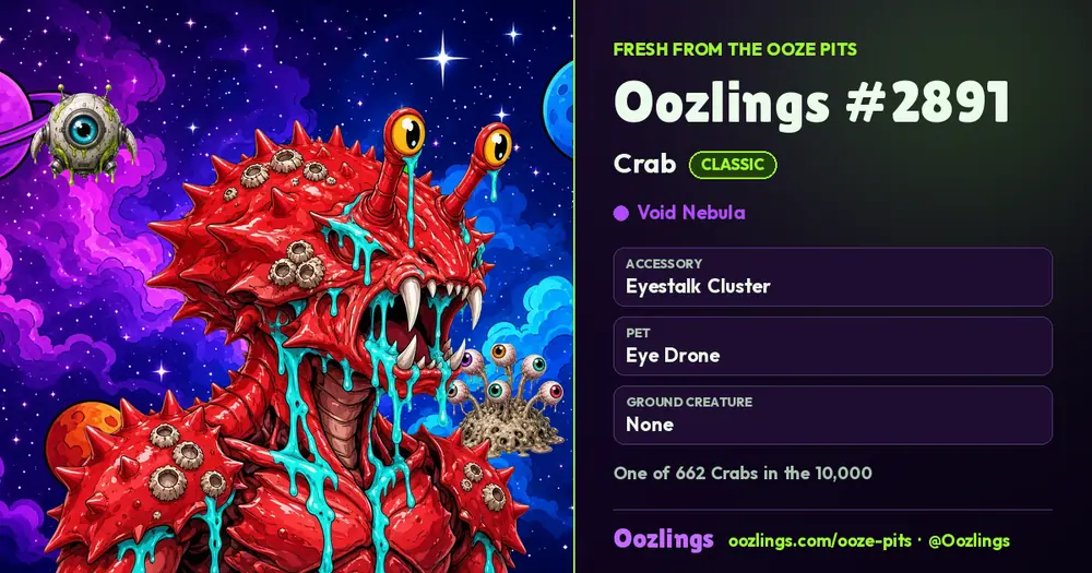 Oozlings #2891, a Classic Crab in Void Nebula