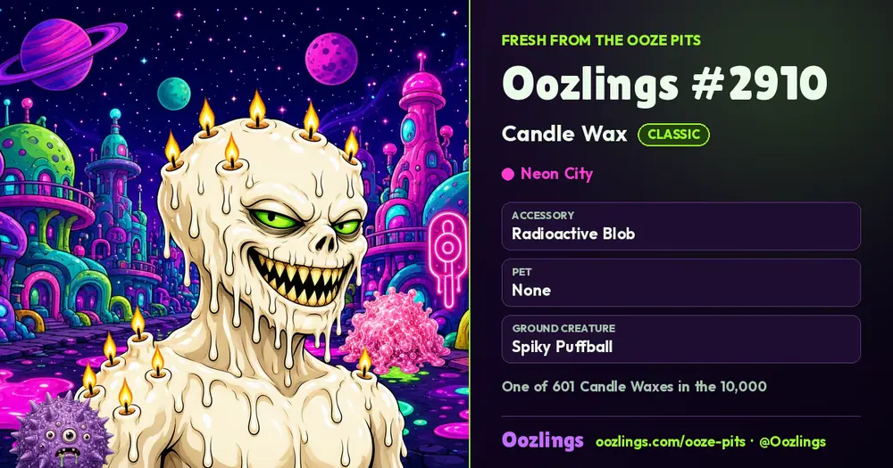 Oozlings #2910, a Classic Candle Wax in Neon City