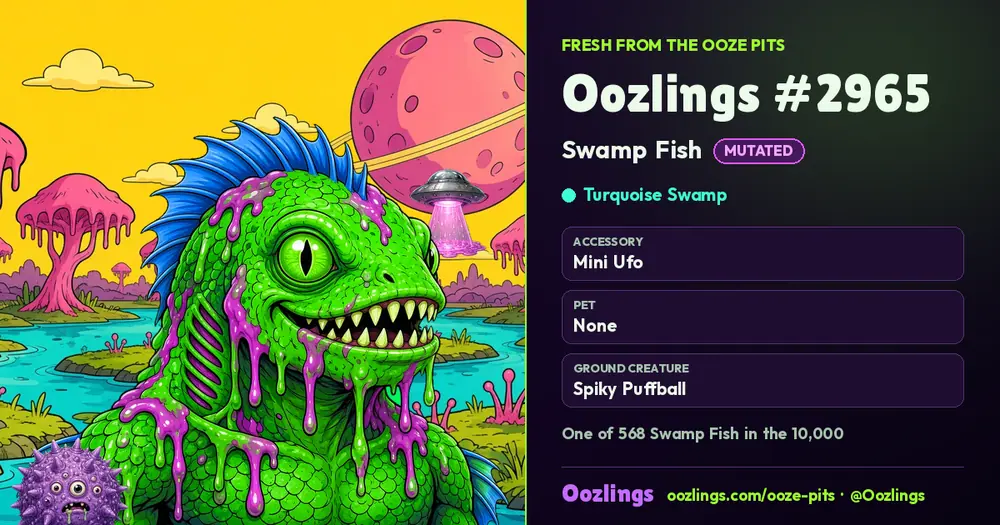 Oozlings #2965, a Mutated Swamp Fish in Turquoise Swamp