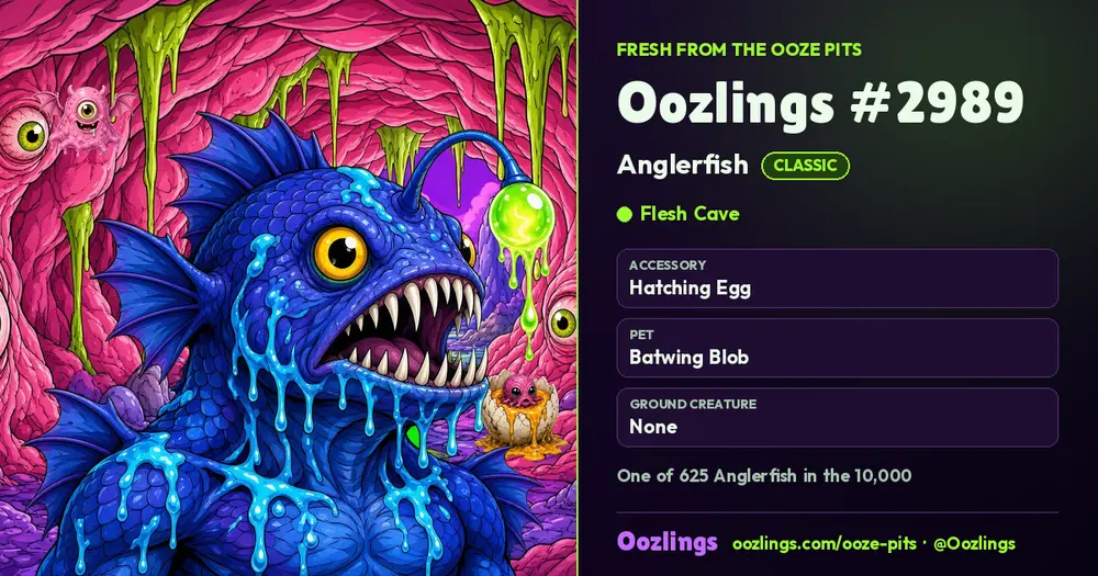 Oozlings #2989, a Classic Anglerfish in Flesh Cave