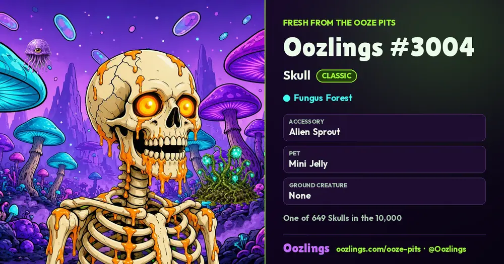 Oozlings #3004, a Classic Skull in Fungus Forest
