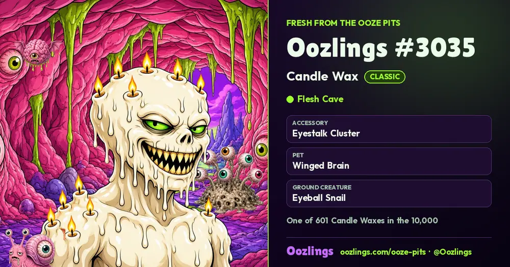 Oozlings #3035, a Classic Candle Wax in Flesh Cave