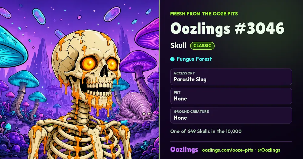 Oozlings #3046, a Classic Skull in Fungus Forest