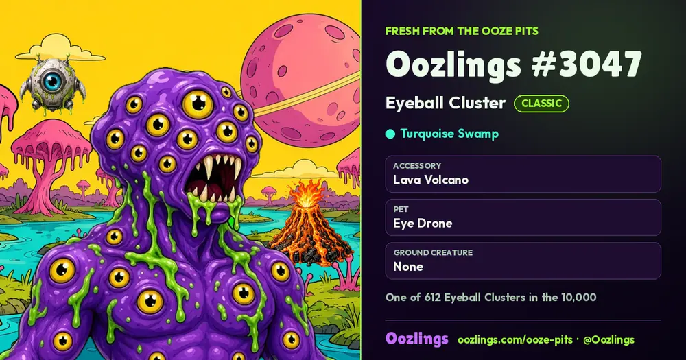 Oozlings #3047, a Classic Eyeball Cluster in Turquoise Swamp