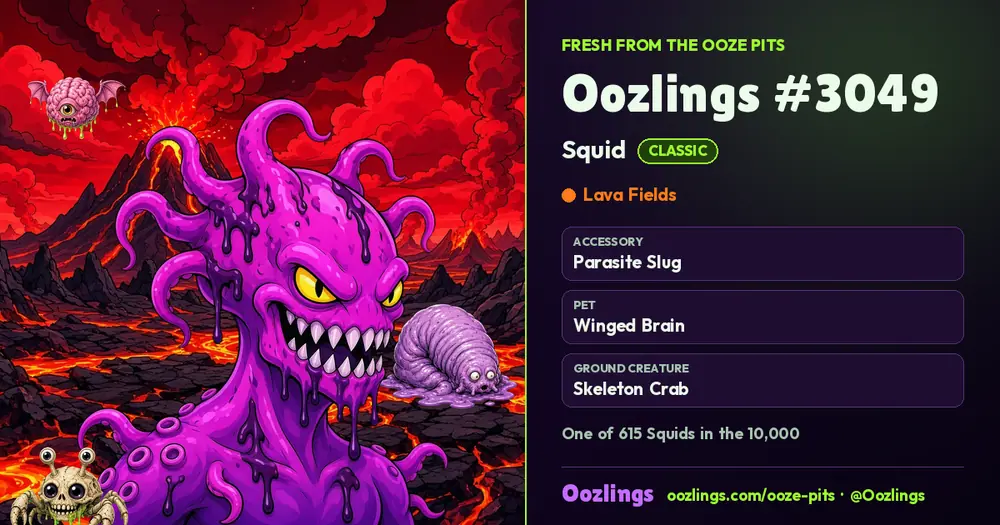 Oozlings #3049, a Classic Squid in Lava Fields