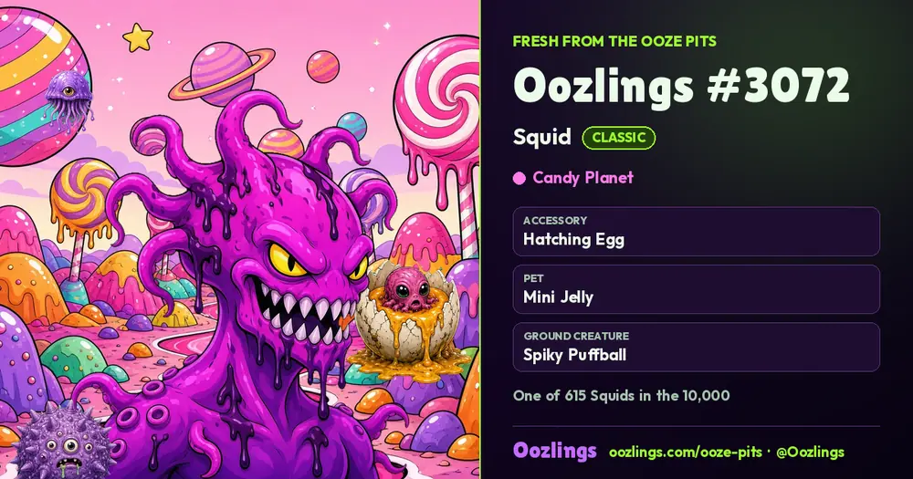 Oozlings #3072, a Classic Squid in Candy Planet