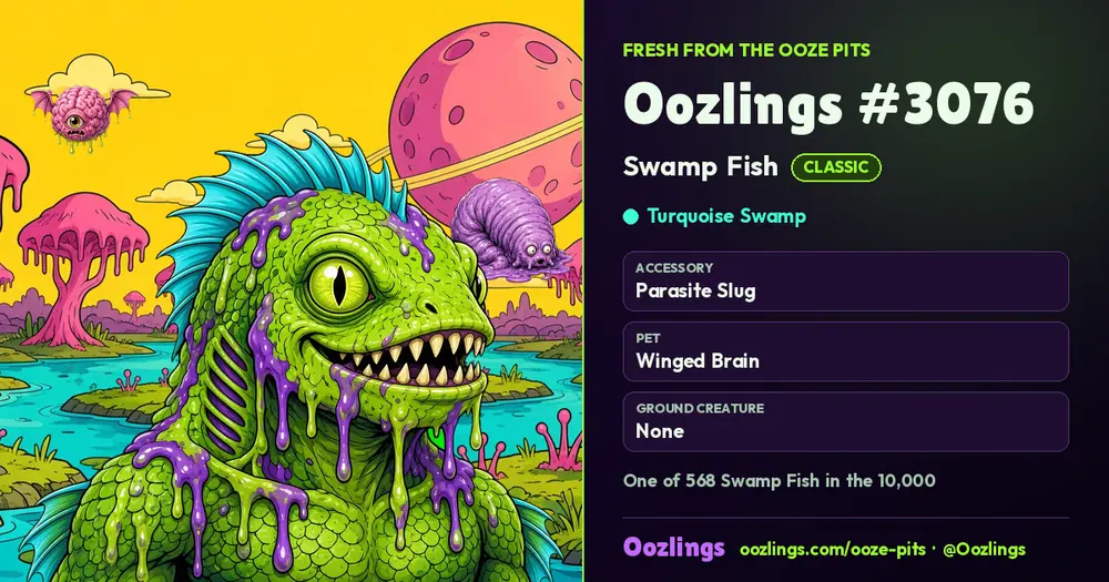 Oozlings #3076, a Classic Swamp Fish in Turquoise Swamp