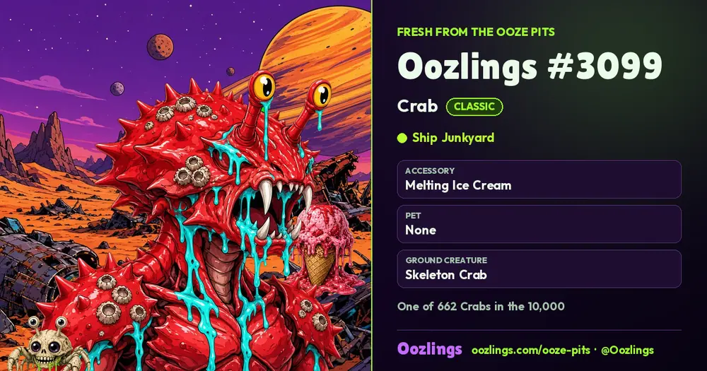Oozlings #3099, a Classic Crab in Ship Junkyard