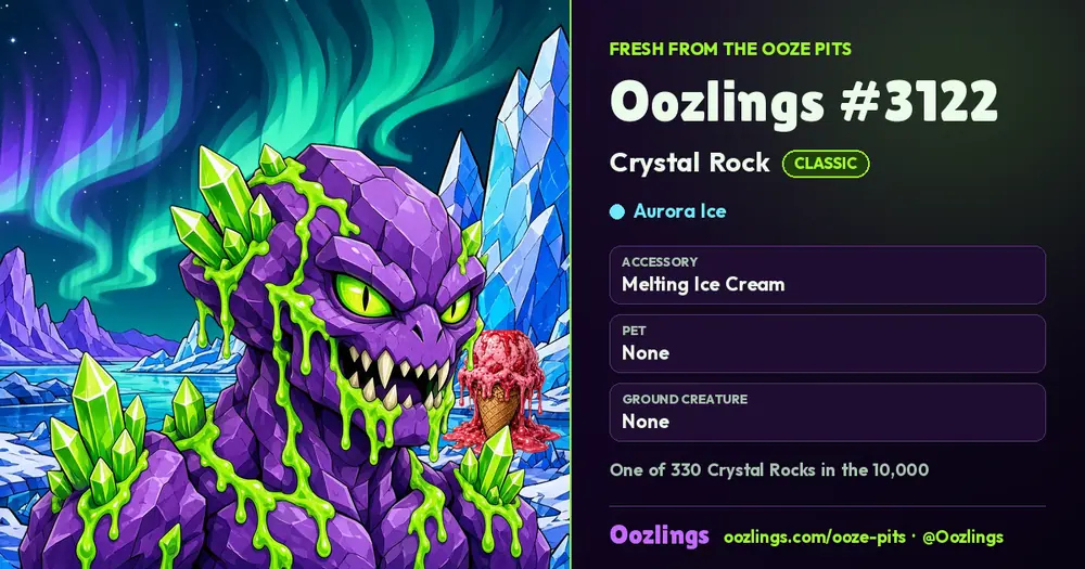 Oozlings #3122, a Classic Crystal Rock in Aurora Ice