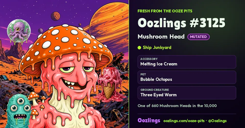 Oozlings #3125, a Mutated Mushroom Head in Ship Junkyard