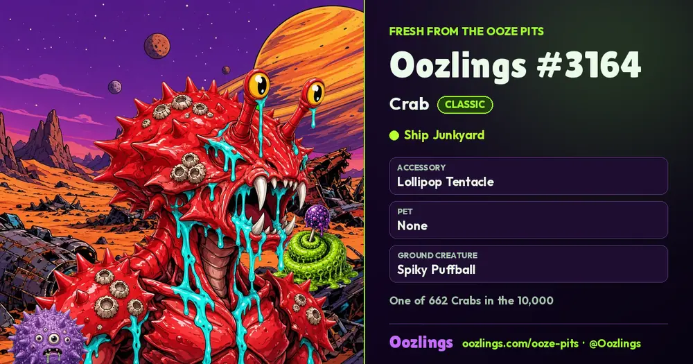 Oozlings #3164, a Classic Crab in Ship Junkyard