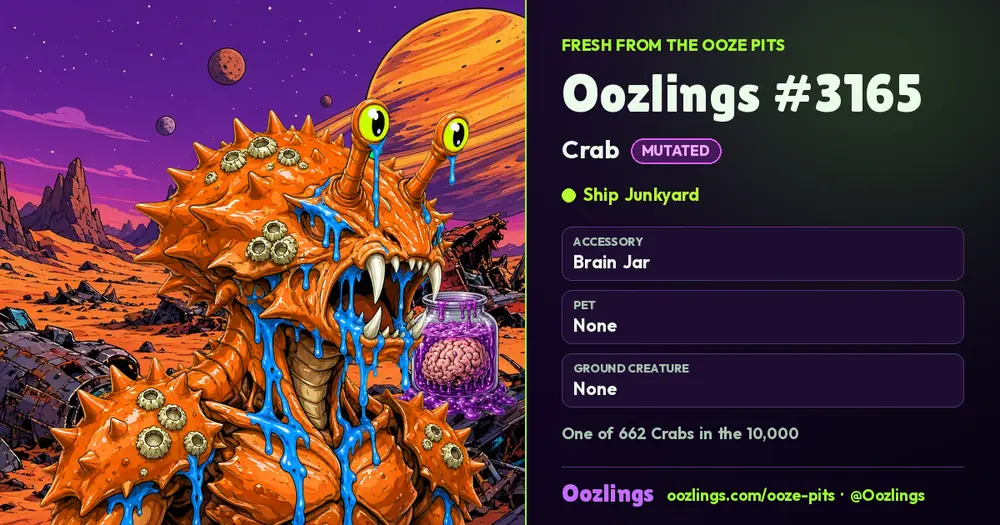 Oozlings #3165, a Mutated Crab in Ship Junkyard